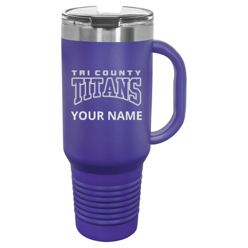 Tri County Titans Design TCTE1 Engraved on a Polar Camel®  - 40 oz. Travel Mug with Handle, Straw Included Thumbnail
