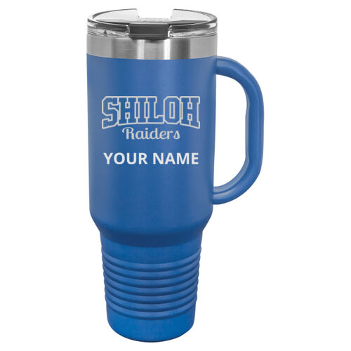 Shiloh Raiders Design SRE1 Engraved on a Polar Camel® - 40 oz. Travel Mug with Handle, Straw Included Thumbnail
