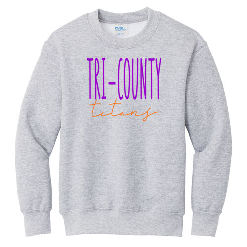 Tri-County Titans Design TCT3 on a Port & Company® - Youth Core Fleece Crewneck Sweatshirt Thumbnail