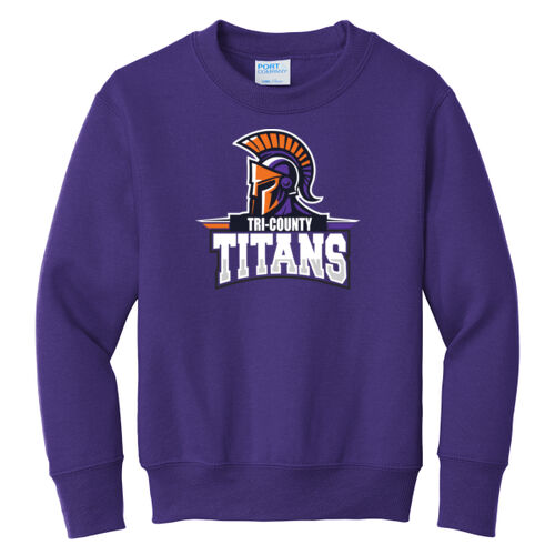 Tri-County Titans Design TCT7 on a Port & Company® - Youth Core Fleece Crewneck Sweatshirt Thumbnail